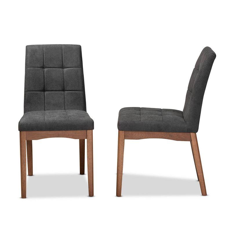 Tara Dark Grey Fabric and Walnut Wood High-Back Arm Chair