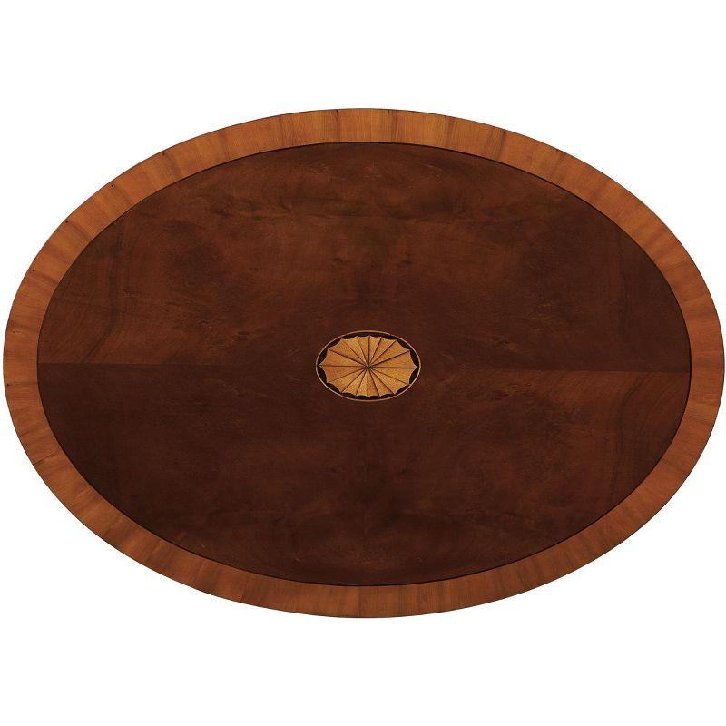 Brown Mahogany Oval Cocktail Table with Storage