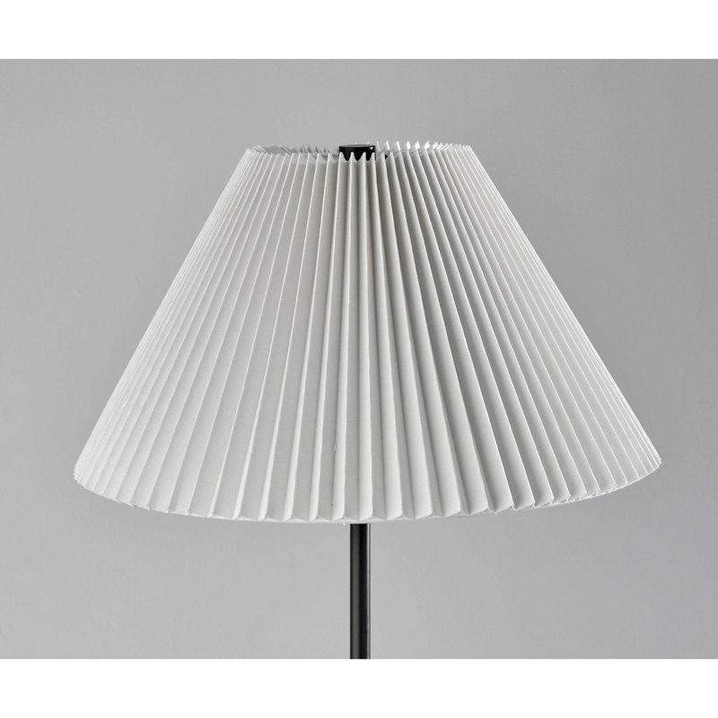 Adesso Jeremy Floor Lamp Black: 60.75" Metal with Linen Shade, 3-Way Rotary Switch, UL Listed