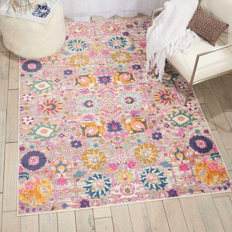 Bungalow Rose Rectangle Passion Floral 6'7" x 9'6" Area Rug in Pink