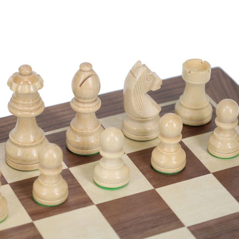 WE Games French Staunton Chess Set - Weighted Pieces & Walnut Wood Board 14.75 in.