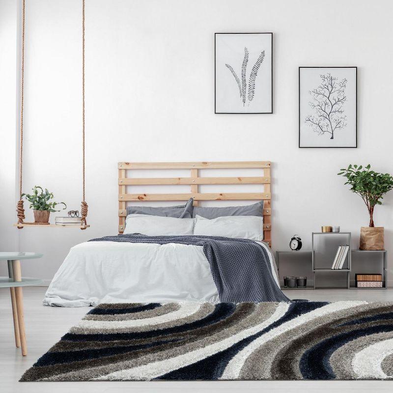 Luxe Weavers Modern Shag Geometric Area Rug, Navy 5x7
