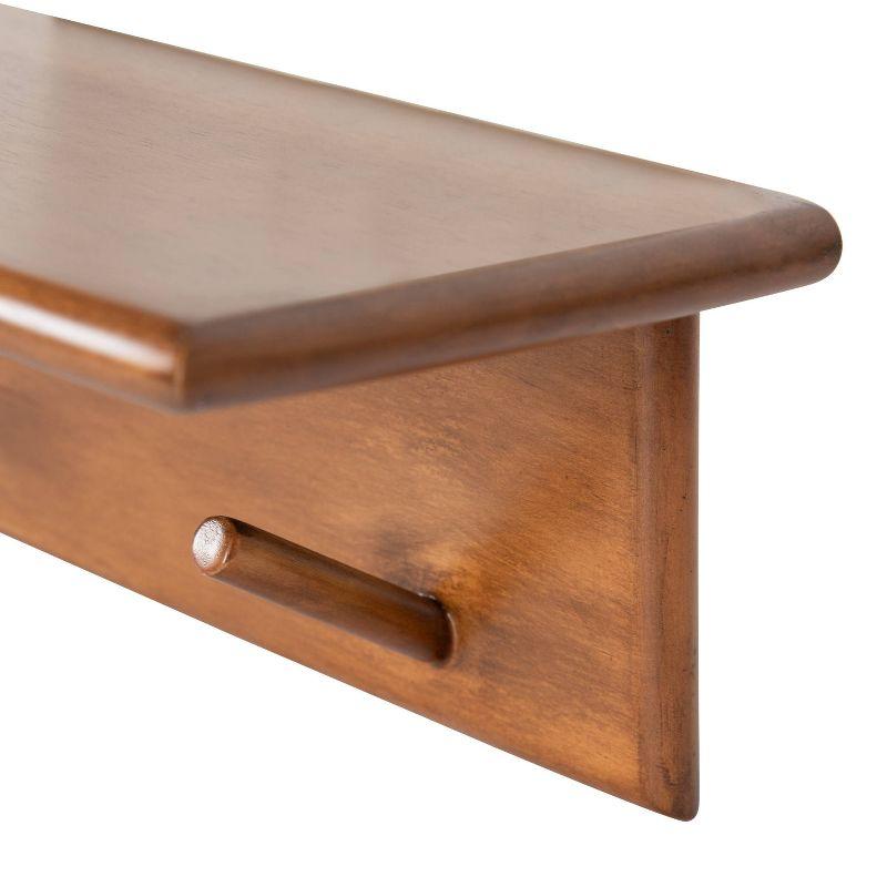 Kate & Laurel All Things Decor 36" x 5" Alta Wood Shelf with 5 Posts Walnut Brown - No Assembly, Includes Mounting Hardware