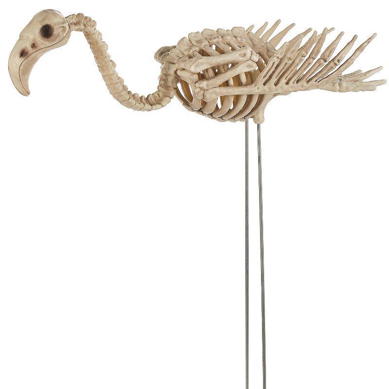 Off-White 29" Plastic Flamingo Skeleton Yard Decor