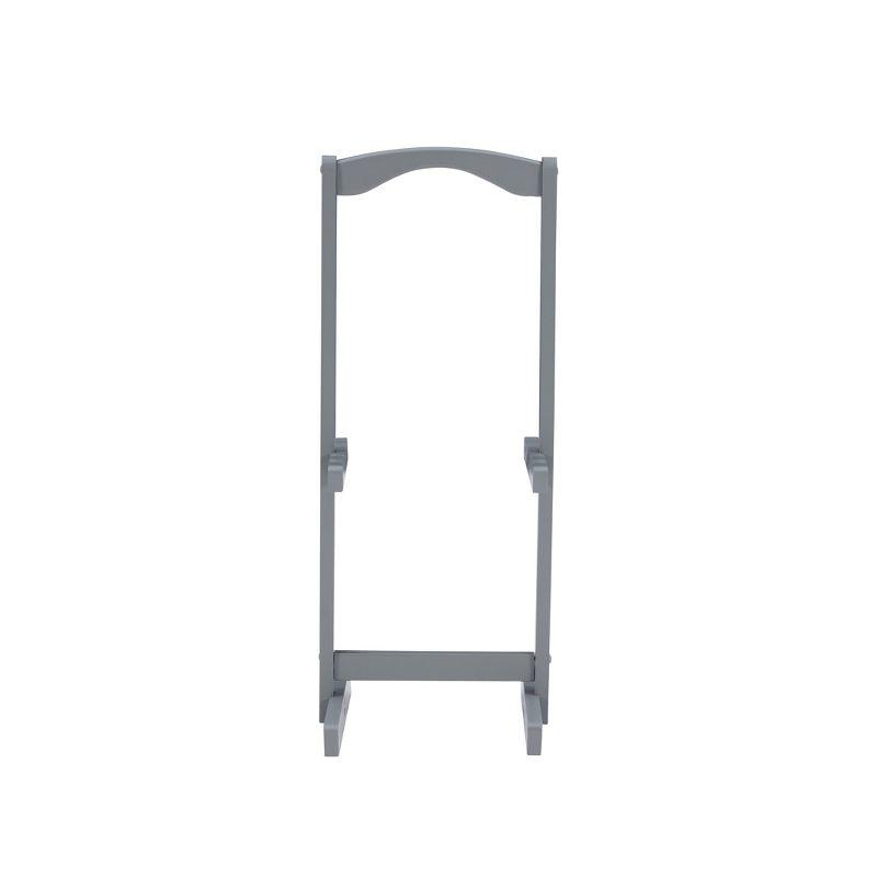 Linon 4pc 26.4" Compass Finish Plank Tray Tables with Storage Rack Dark Gray