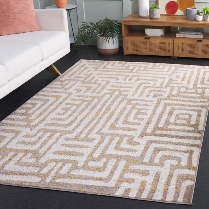 Multicolor Geometric Synthetic 4' x 6' Easy Care Rug