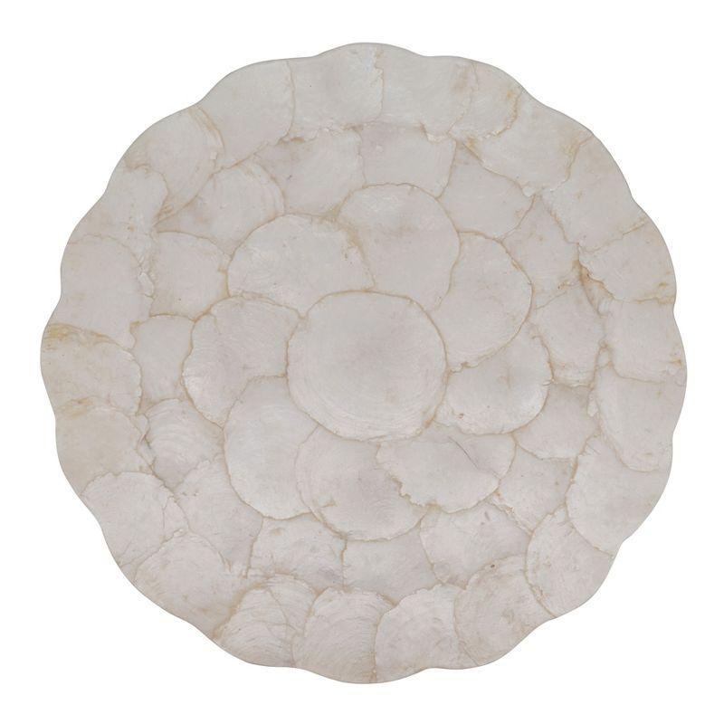 Ivory Scalloped Capiz Placemats Set of 4, 15"