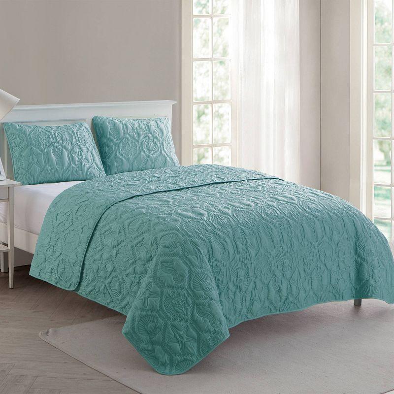 Shore Polyester Textured Sea Life Quilt Set