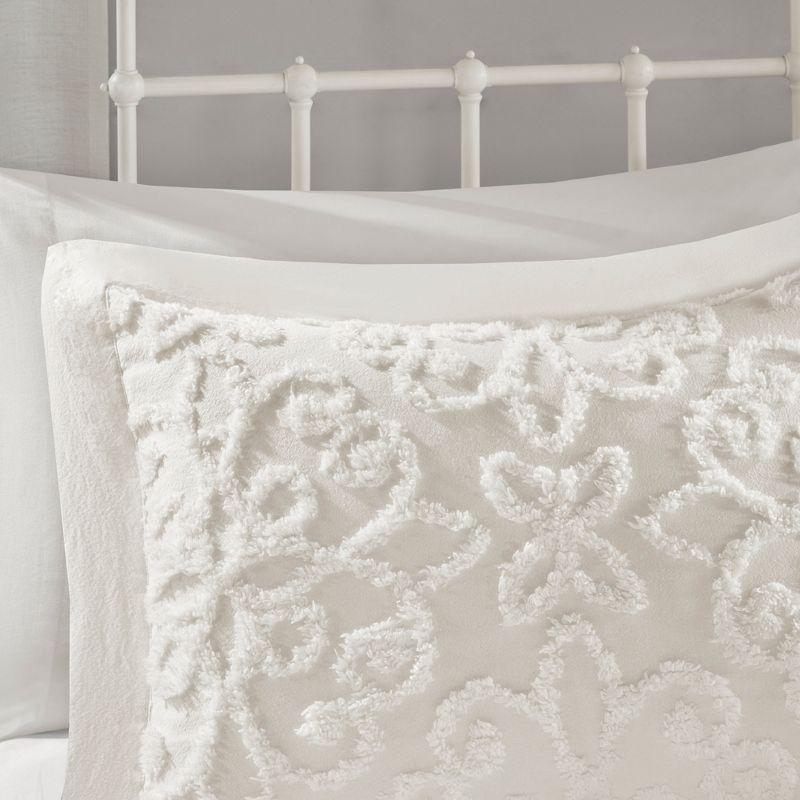 Amber Full-Size White Cotton Chenille Bedspread Set