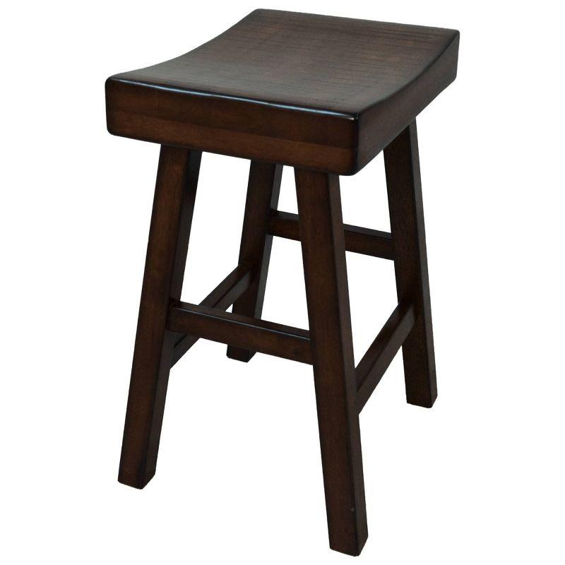 Espresso Solid Wood 28" Saddle Style Backless Counter Stool