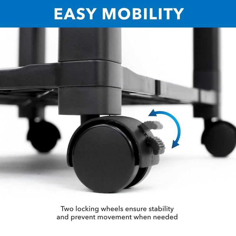 Mount-It! 3 Tier Mobile Printer Stand with Drawer | Height Adjustable Printer Cart with 4 Swivel Wheels and Cable Management | Rolling Printer Stand