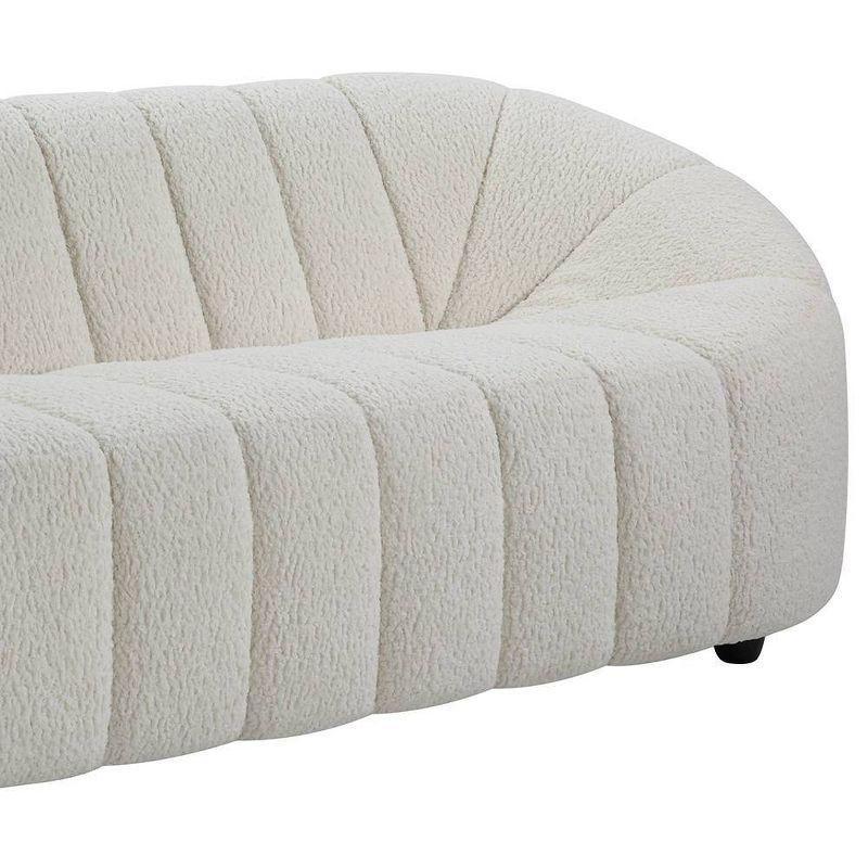 83" Osmash Sofa White Teddy Faux Shearling - Acme Furniture: Plush Upholstery, Wood Frame, Includes 2 Accent Pillows