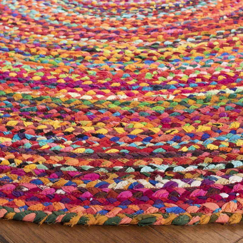 Braided BRD452 Hand Woven Indoor Area Rug - Rust/Multi - 5' Round - Safavieh
