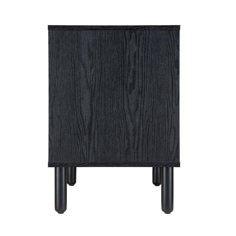 Sango Sango Orre 2-Drawer Solid Wood Nightstand, With Rattan, Cylicndrical Wooden Legs