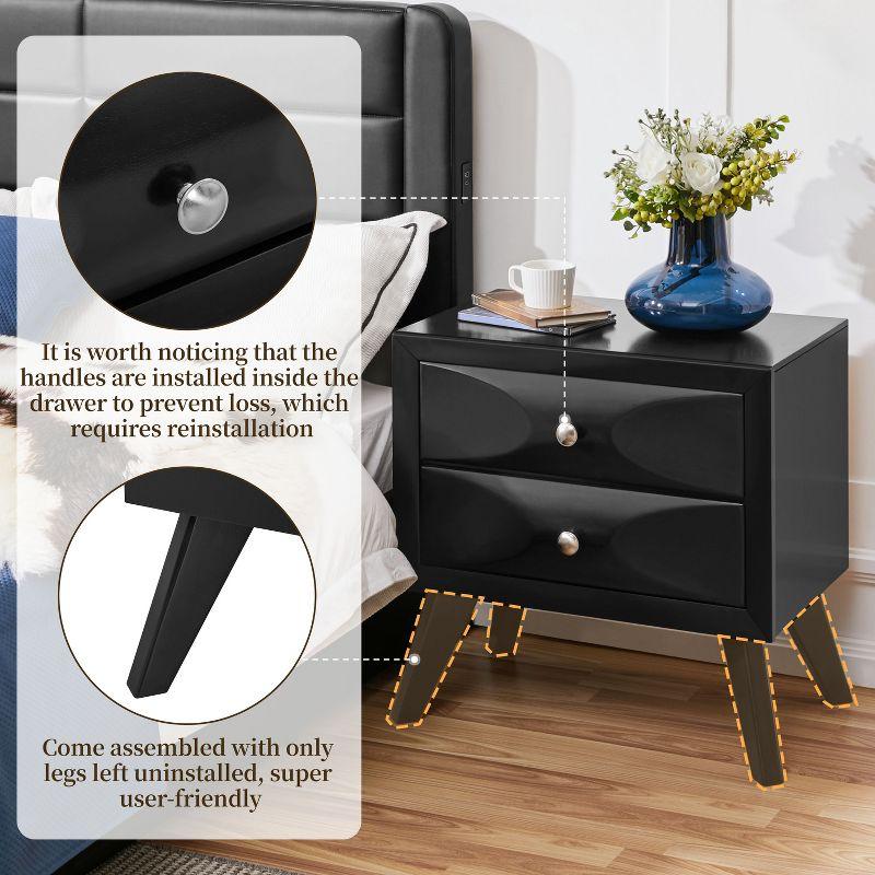 Yaheetech Modern Vintage 2-Drawer Nightstand End Table for Living Room, Black