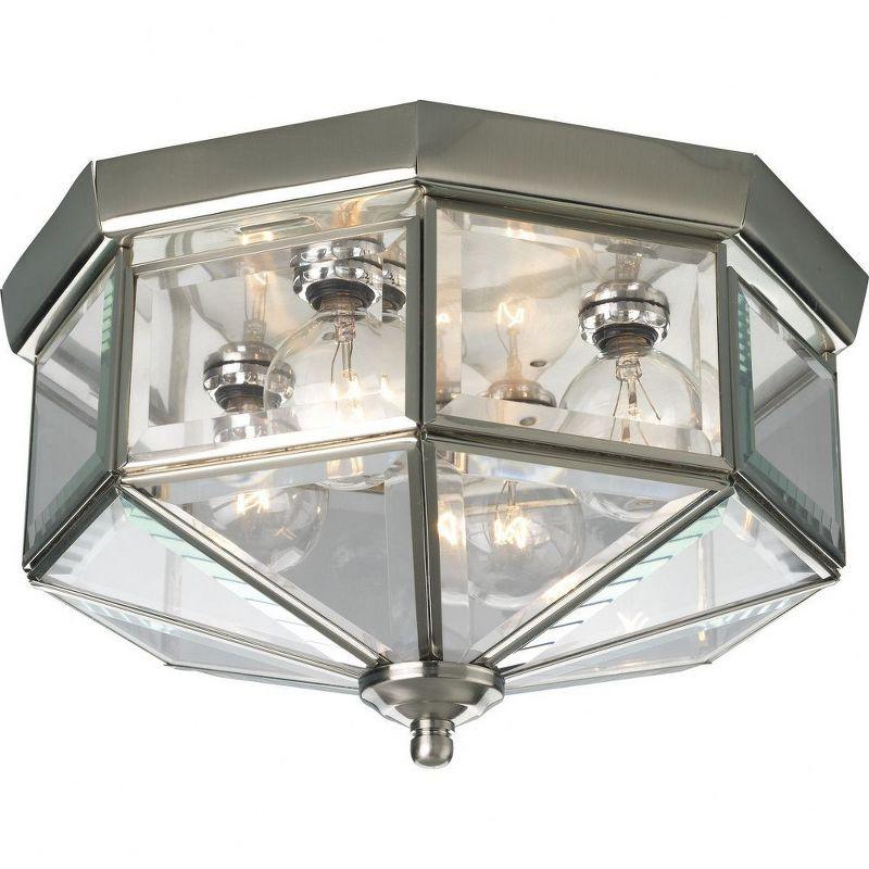 Progress Lighting, Richmond Hill, 4-Light Flush Mount, Brushed Nickel, Clear Beveled Glass