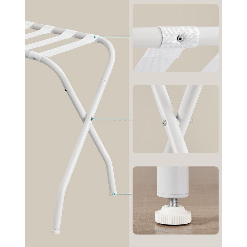 SONGMICS Luggage Rack, Set of 2, Luggage Racks for Guest Room, Suitcase Stand, Steel Frame, Foldable, for Bedroom, Cloud White