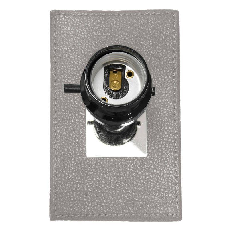 Leather Table Lamp with Fabric Shade Gray - Elegant Designs: UL Listed, Modern Decor, Cotton Rectangle Shade