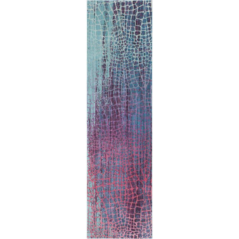 Valencia VAL204 Power Loomed Indoor Runner Rug - Blue/Fuchsia - 2'3"x10' - Safavieh
