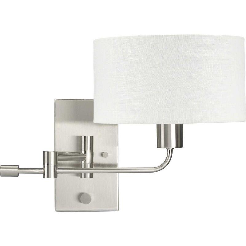 Progress Lighting Carrick 1-Light Wall Sconce, Brushed Nickel, Summer Linen Shade