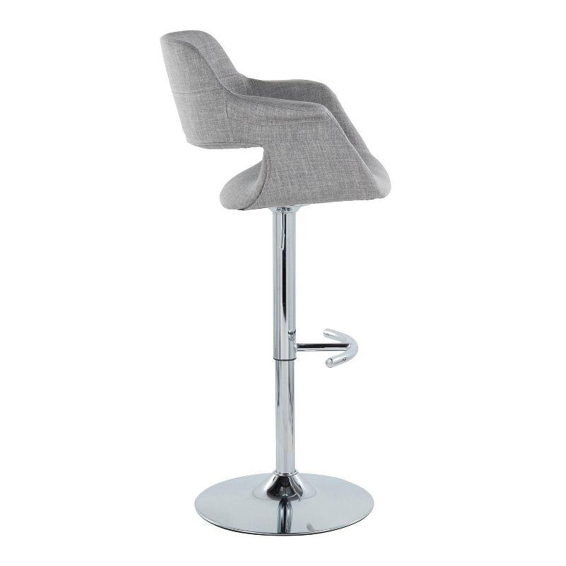 LumiSource Set of 2 Vintage Flair Adjustable Barstools Chrome/Light Gray: Mid-Century Modern, Swivel, Footrest, Upholstered