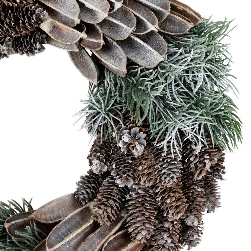 Brown and Green Pine Needle and Pine Cone Artificial Christmas Wreath