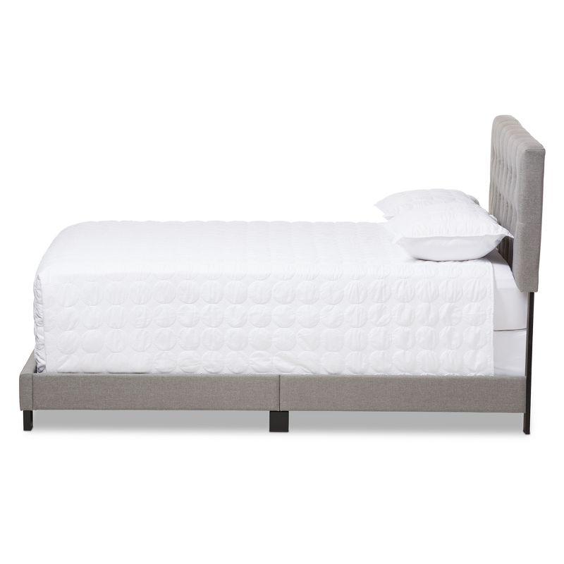 Light Gray Tufted Upholstered Full Bed with Wood Frame