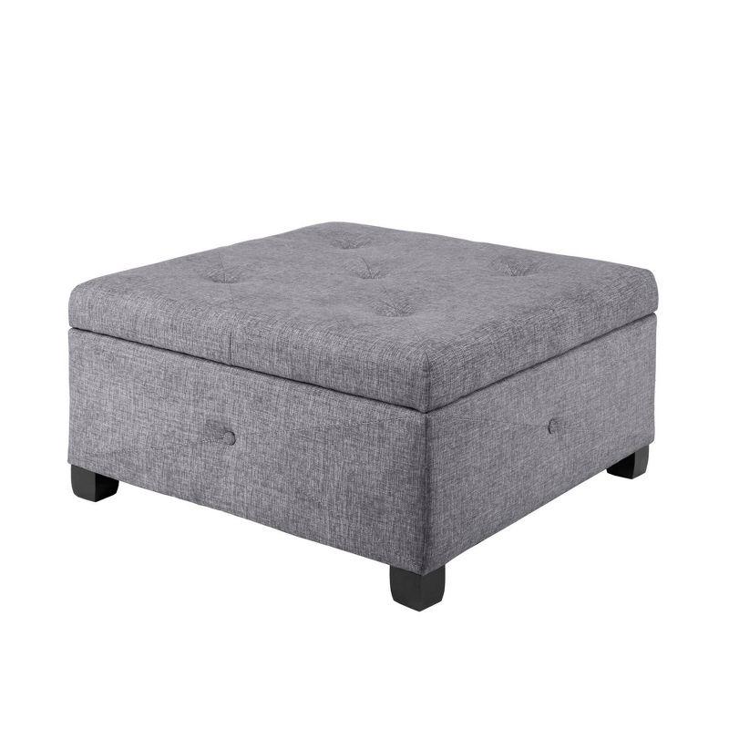 Della Button Tufted Square Storage Ottoman