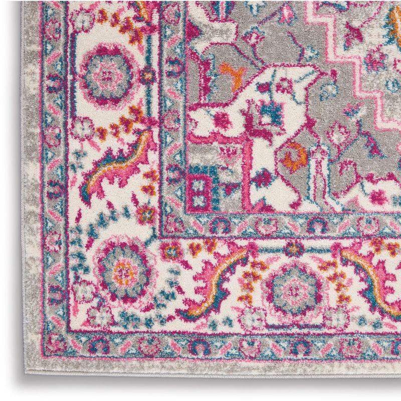 Nourison Passion Colorful Center Medallion Indoor Area Rug Light Grey/Pink 5'3" x 7'3"