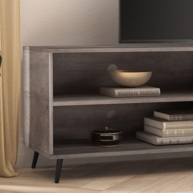 Merrick Lane Mid-Century Modern TV Stand for TV's up to 60" with Adjustable Shelf and Two Drawers in Walnut