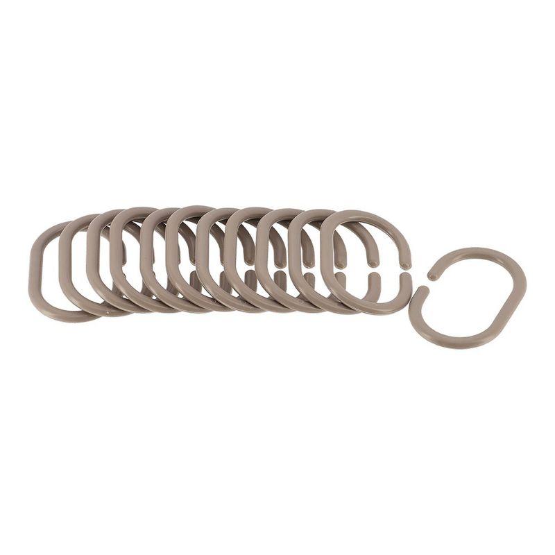 Evideco Solid Plastic Shower Curtain Hooks Rings (Set of 12)