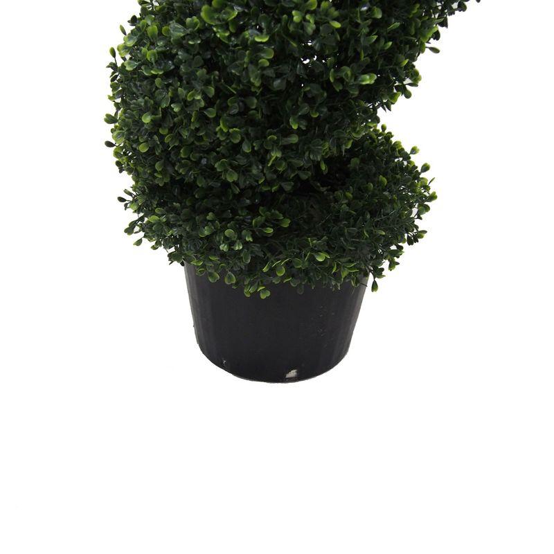 Elegant Outdoor Boxwood Spiral Topiary with White Lights, 72 in