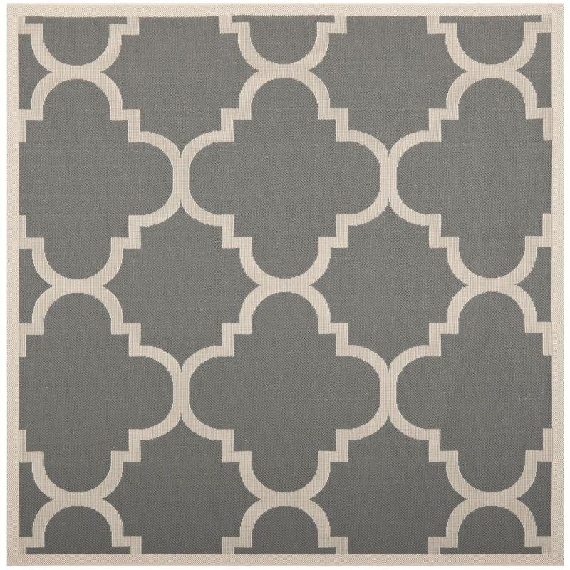 Courtyard CY6243 Power Loomed Indoor and Outdoor Area Rug - Grey/Beige - 4'x4' - Safavieh