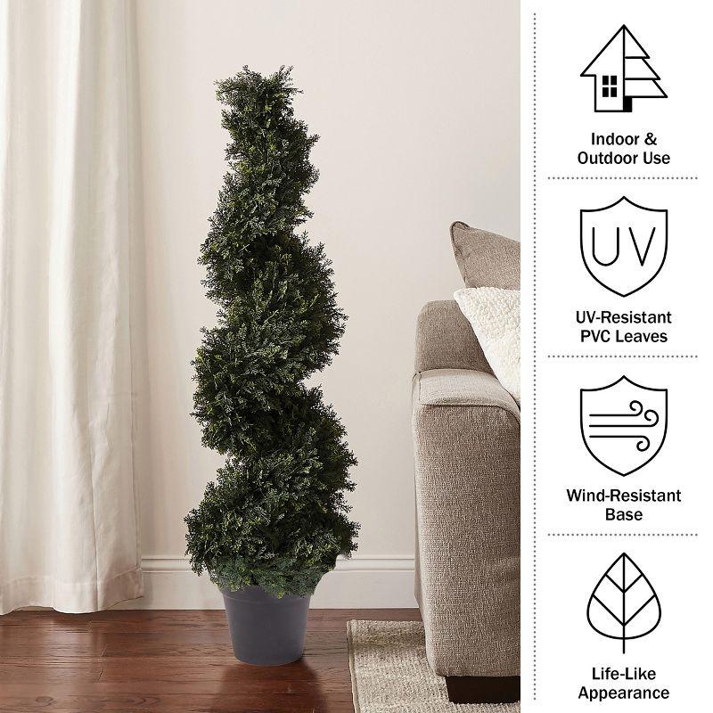 Nature Spring Faux Spiral Cypress Potted Topiary - 4'