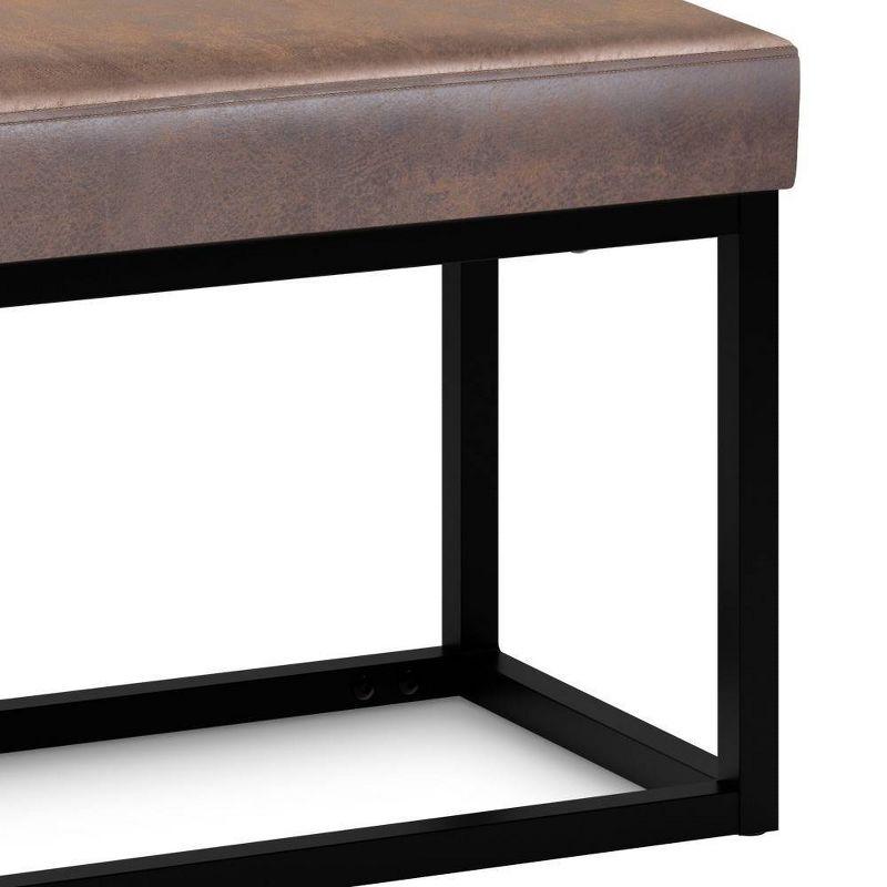 WyndenHall 26" Kerwood Contemporary Rectangle Bench Distressed Chestnut Brown: Upholstered Entryway Seating, Faux Leather
