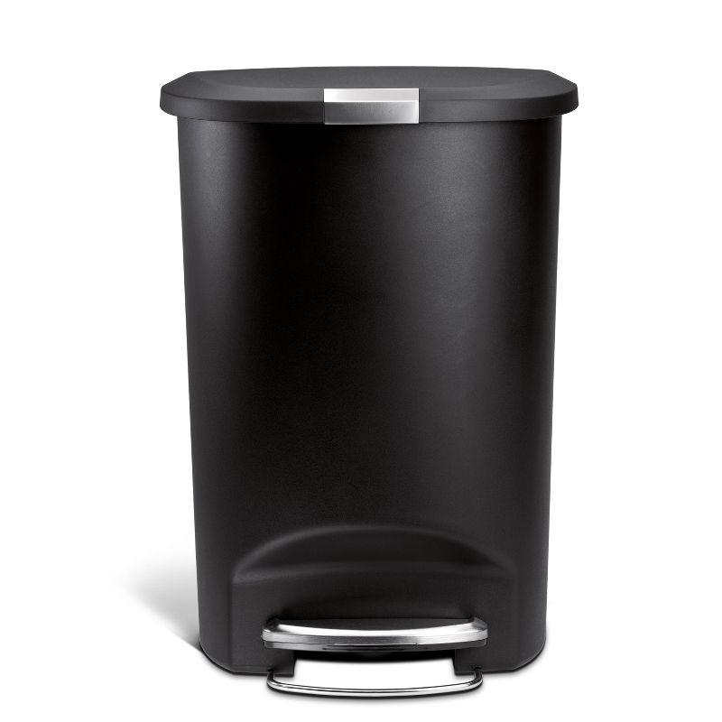 simplehuman 13gal Kitchen Step Trash Can with Soft Close Locking Lid Black Plastic Semi Round Garbage Can