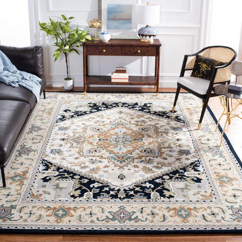 Heritage HG625 Handmade Area Rug - 5'x8' - Beige/Navy - Safavieh