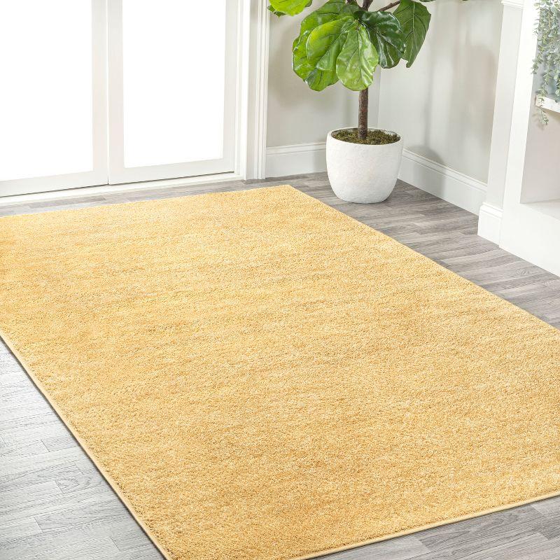 4'x6' Haze Solid Low-Pile Area Rug, Mustard - JONATHAN Y