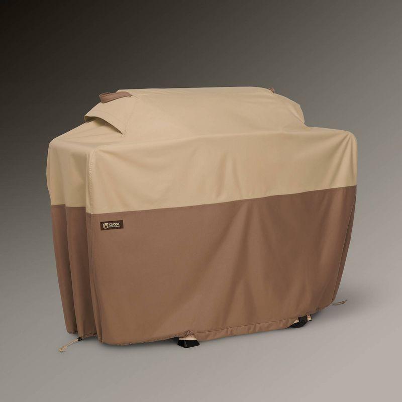 Classic Beige and Brown Waterproof Gas Grill Cover with Buckle Closure