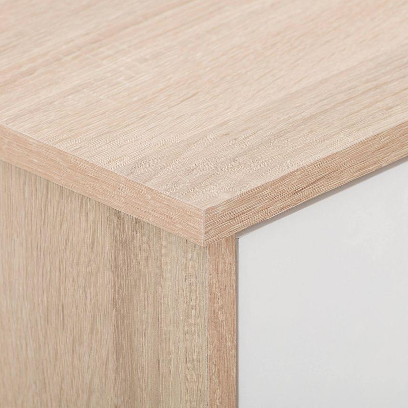 Hollywood TV Stand for TVs up to 85" with Doors Wood Grain White/Brown - CorLiving: Modern Media Console, Laminated MDF