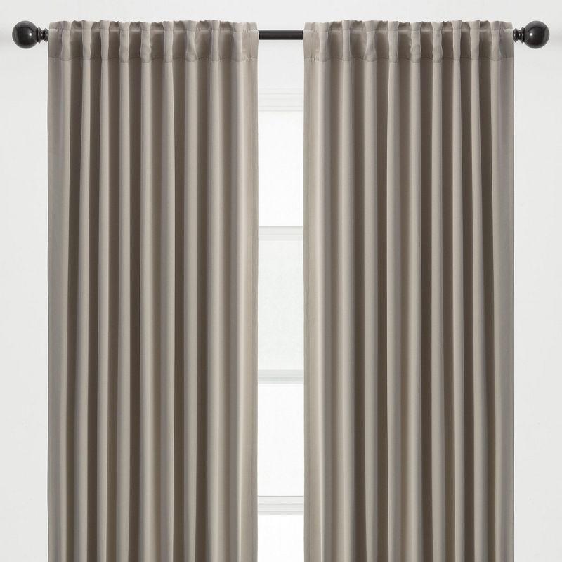 Dusty Gray Polyester Blackout Window Curtain Panels, 52x63 Inches