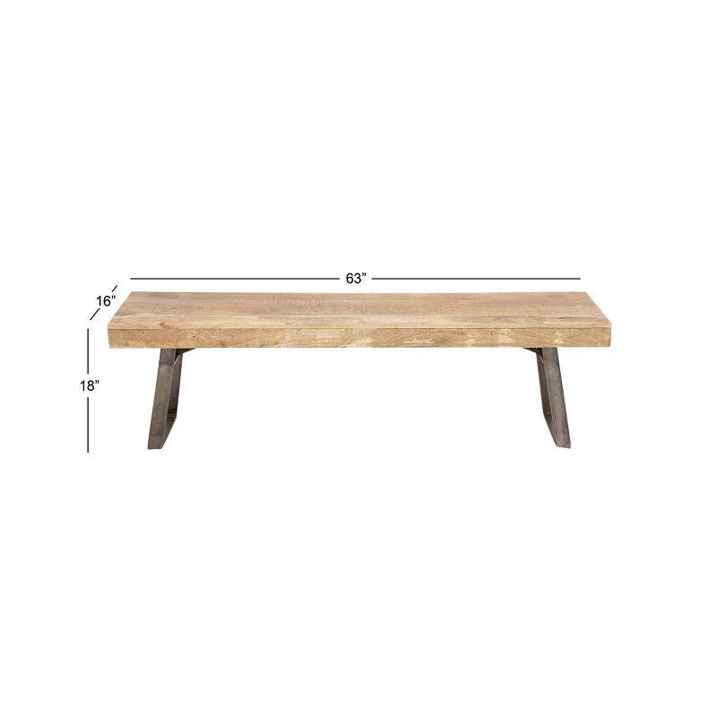 Natural Solid Wood Bench Light Brown - Olivia & May: Rustic Entryway, 3-Person Seating