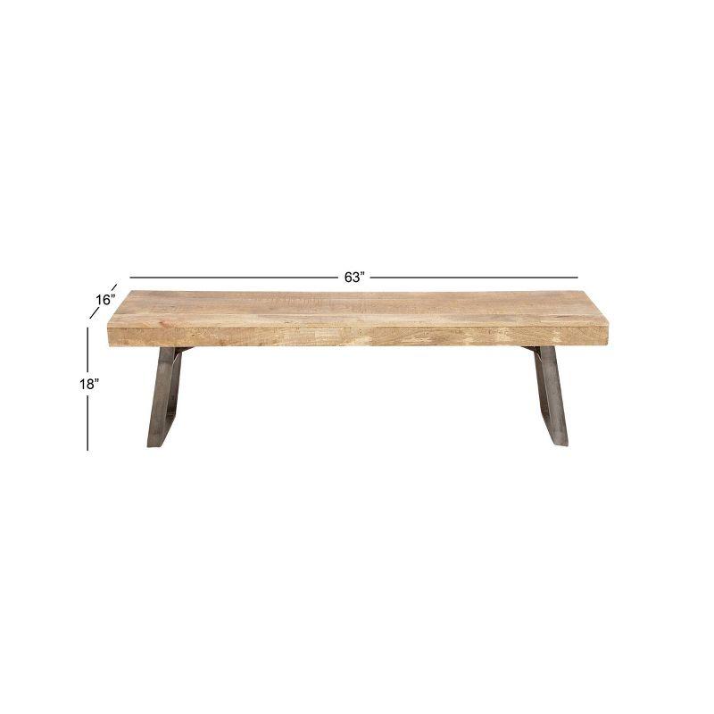 Olivia & May 68'' Light Brown Solid Mango Wood Bench