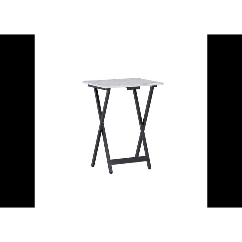 Talia 26.4" White and Black Faux Marble Tray Table Set