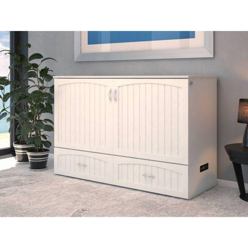 Southampton Queen White Murphy Bed Chest with Charging Station