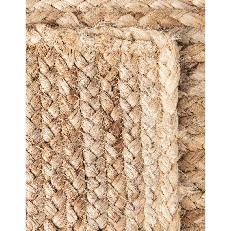 Unique Loom 4'x4' Braided Jute Dhaka Natural Indoor Area Rug