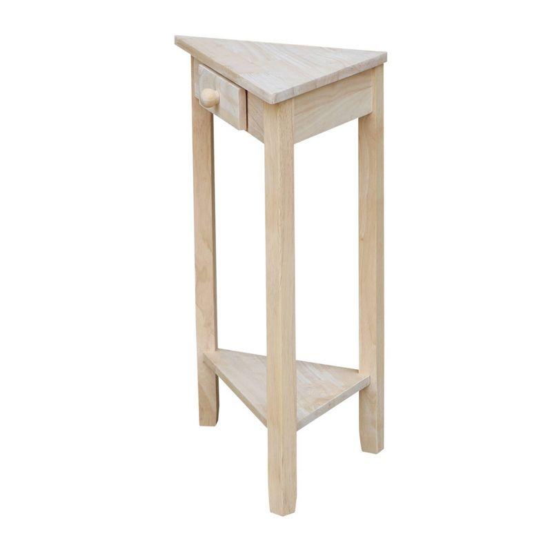 Corner End Table Unfinished - International Concepts: Solid Wood, Triangle Shape, Shelf Storage