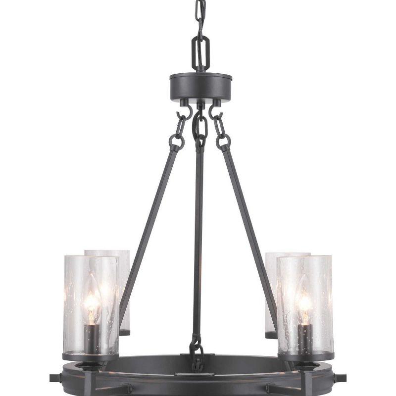 Progress Lighting Gresham 6-Light Chandelier, Graphite Finish, Seeded Glass Shades