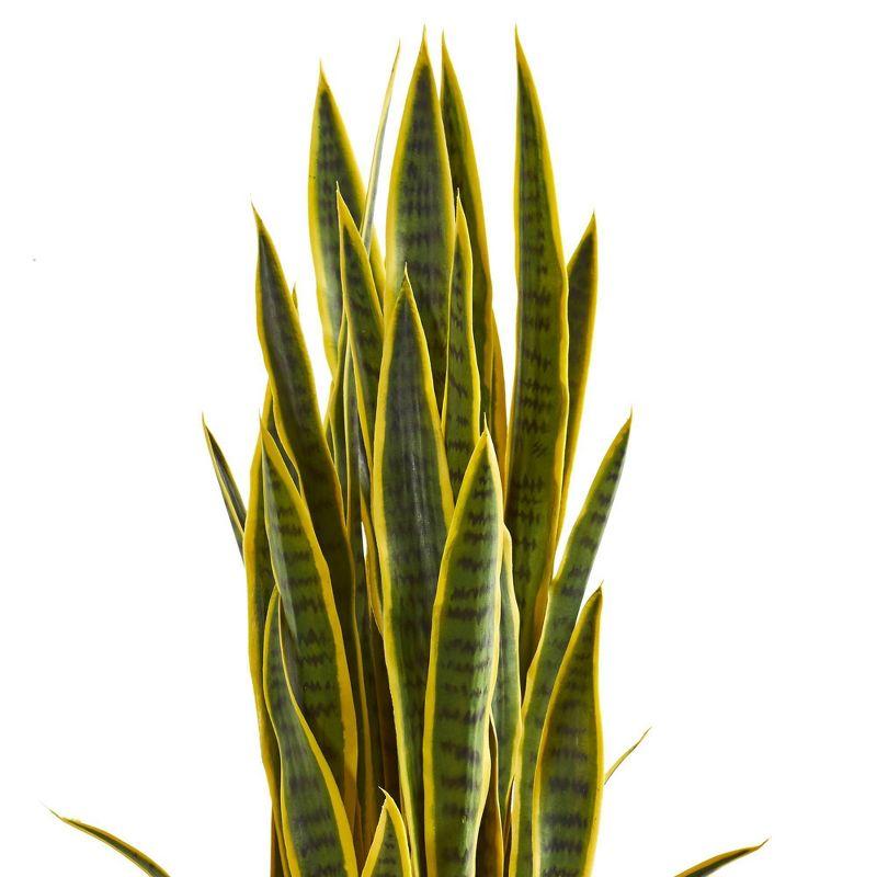 42" x 12" Artificial Sansevieria Plant in Slate Planter Gray - Nearly Natural