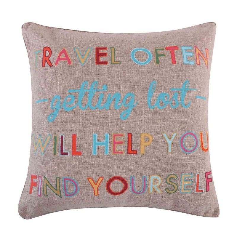 Mayla Travel Often Burlap Pillow